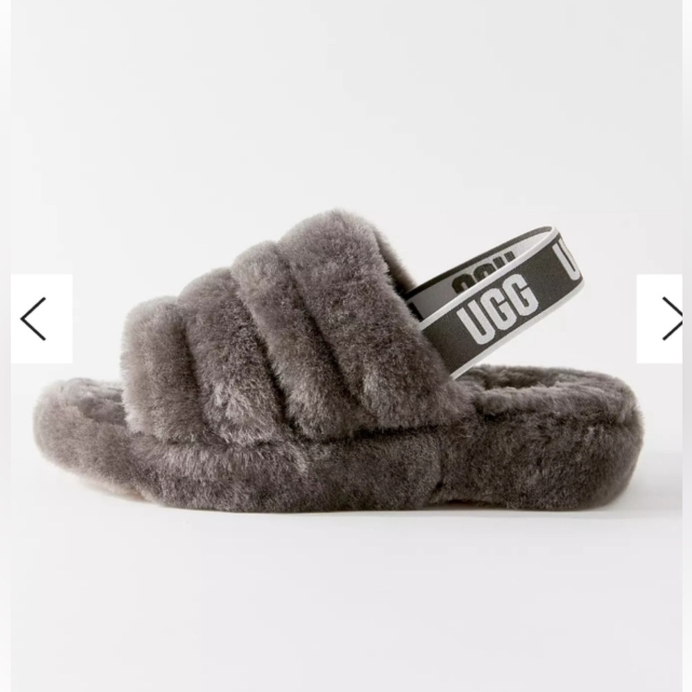 NWOT UGG FLUFF YEAH Gray SLIPPERS Size 11